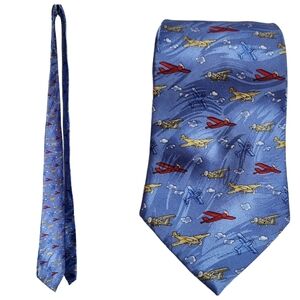 Museum Artifacts Airplane blue silk tie.